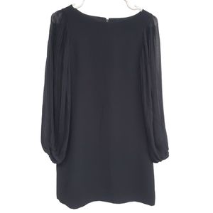 White House Black Market Petite Chiffon Sleeve Black Shift Dress Size OP